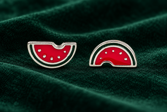 Watermelon Silver Stud Kids Earrings