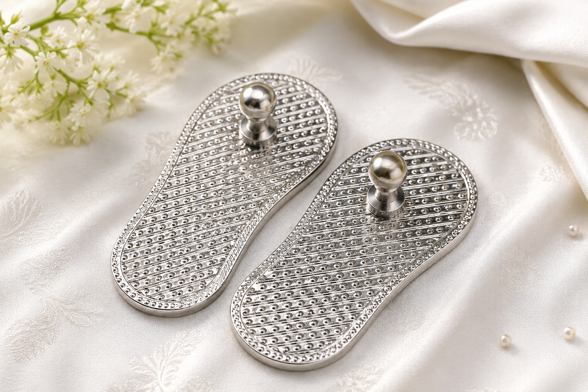 1.2" Silver Charan Paduka for Idol