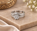 Floral Double-Band Silver Ring