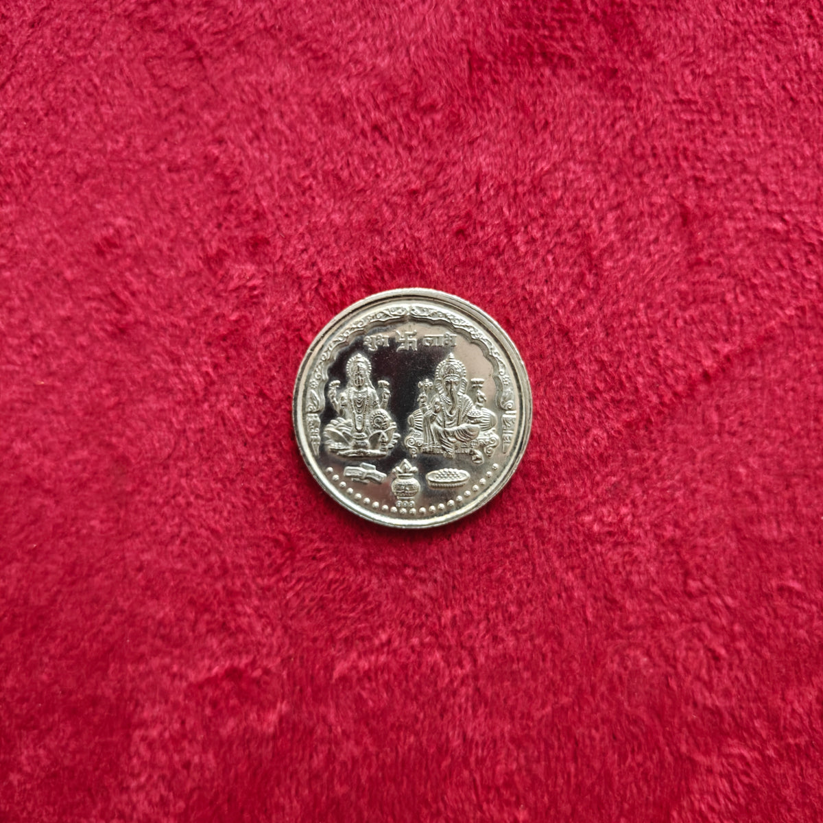 10 Gram 999 Lakshmi Ganesh Leaf Design Silver Coin