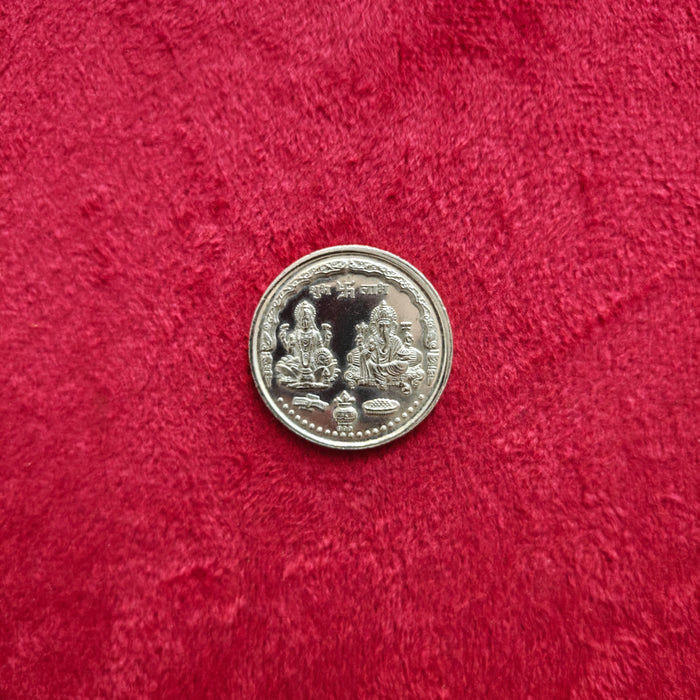10 Gram 999 Lakshmi Ganesh Leaf Design Silver Coin