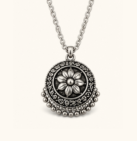 Sample oxidized silver pendant necklace